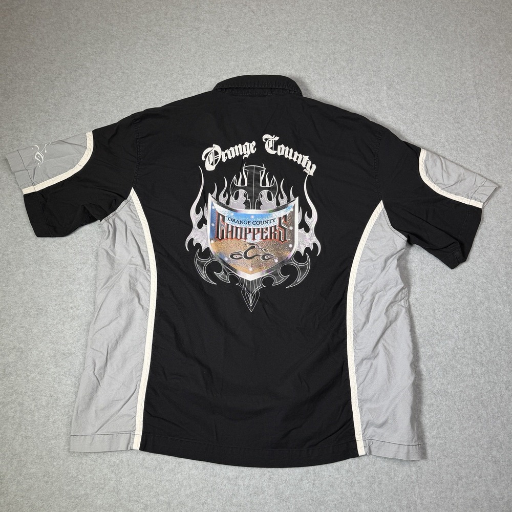 Vintage Orange County Choppers Mens XL Garage Shirt Black Button Up Bowler Biker - Picture 2 of 9
